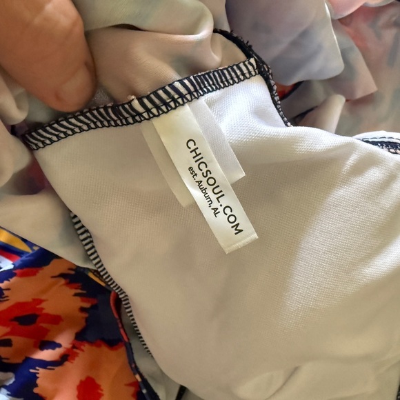 Chic Soul Vibrant Floral One Piece - Red and Navy - Picture 3 of 6